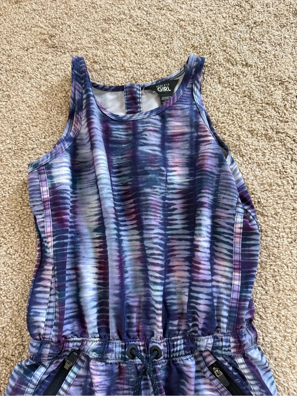 Athleta Girls' Multicolor Purple Blue Tie-Dye Romper Size Small / 7